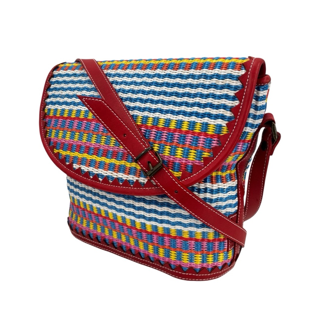 Esprit Vibrant Multicolor Striped Flap Shoulder Crossbody Bag - Picture 3 of 8